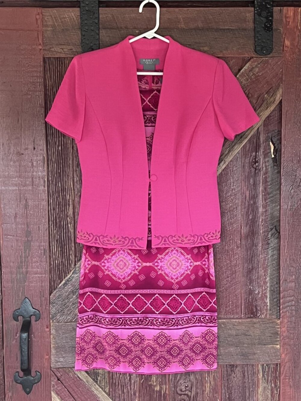 Koret Dress Petite 2 Piece Pink Jacket Dress Set Size 6P Polyester Vintage Style